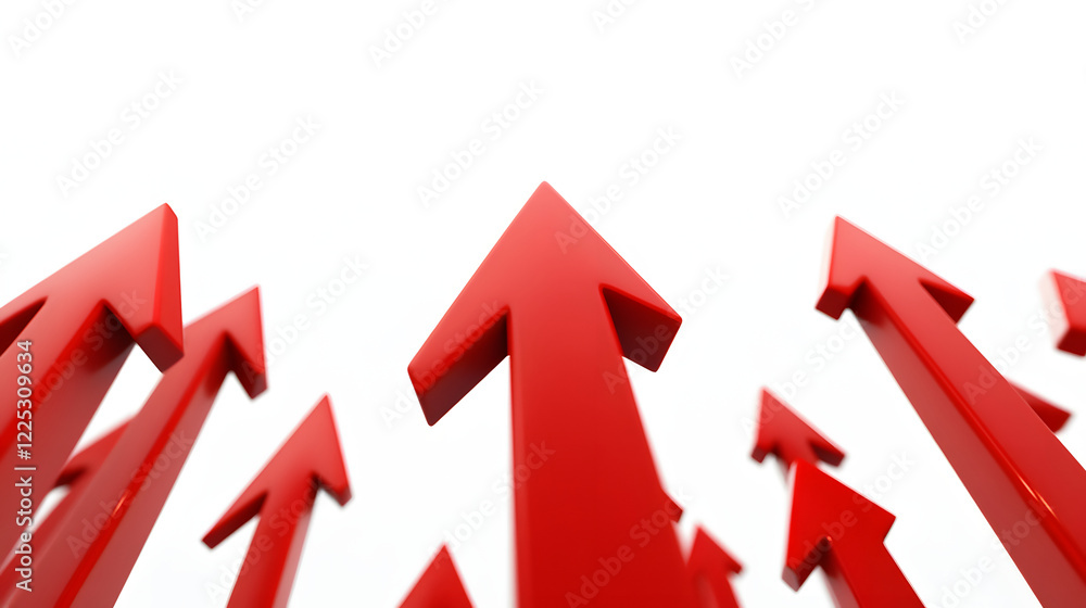 Red Arrows Pointing Upwards Representing Growth Red Arrows Pointing Upwards Representing Growth