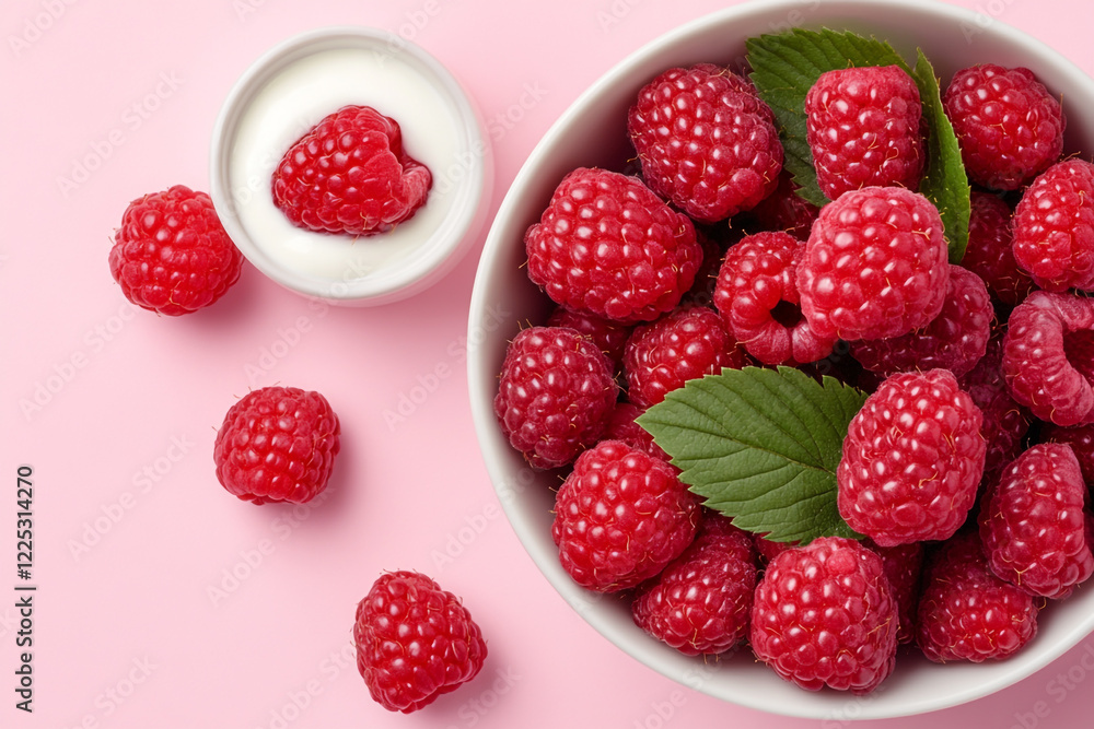 Fresh Berries in a Bowl with Cream and Sugar - Ideal for Food Blog and Recipe Book Fresh Berries in a Bowl with Cream and Sugar - Ideal for Food Blog and Recipe Book