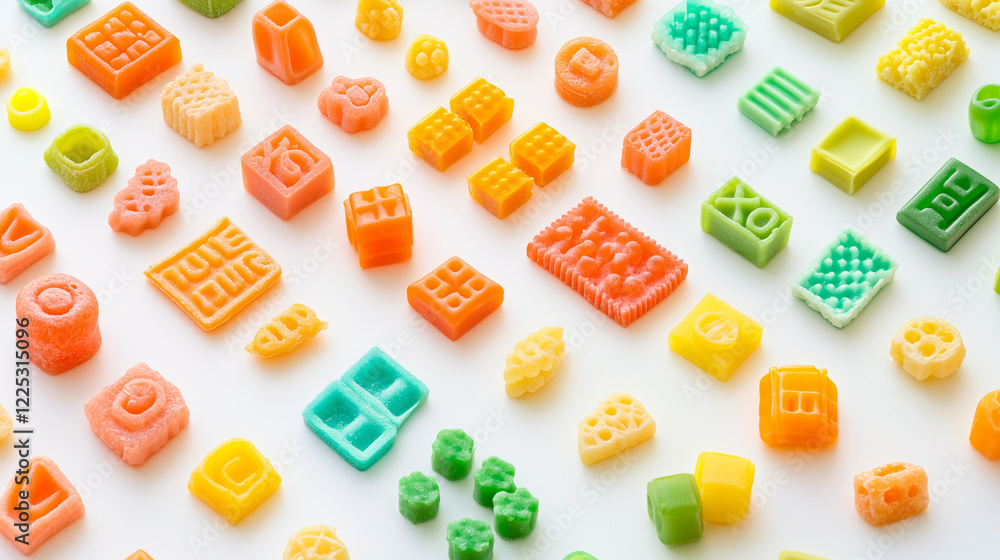 Colorful Additive-Free Processed Food Display, Conceptual Image of Natural and Healthy Eating Choices. Colorful Additive-Free Processed Food Display, Conceptual Image of Natural and Healthy Eating Choices.