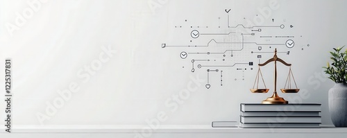 Minimalistic art ai ethics governance on a white canvas