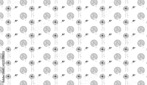 Elegant Dandelion Seedhead Seamless Pattern Design