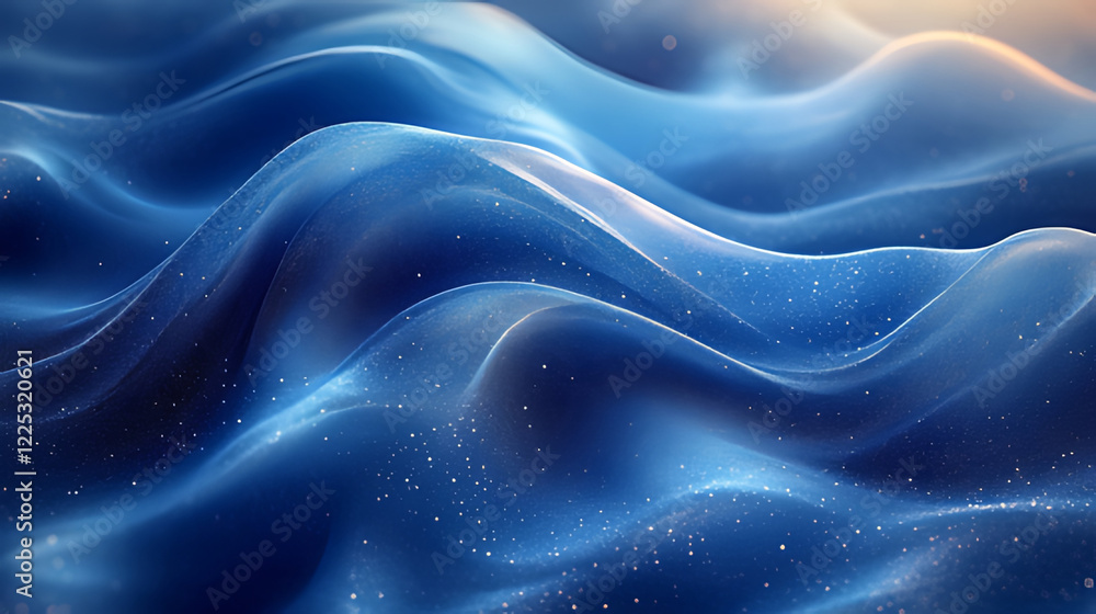 Obraz premium Blue abstract waves, glowing particles, digital background, website design