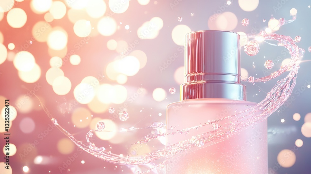 A luminous skincare bottle with glowing orbs of light swirling around it, creating an aura of purity and elegance, evoking a sense of luxury and rejuvenation. A luminous skincare bottle with glowing orbs of light swirling around it, creating an aura of purity and elegance, evoking a sense of luxury and rejuvenation.