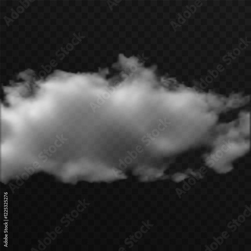 Vector realistic cloud, smoke or fog on isolated transparent background. Cloud png. Smoke png