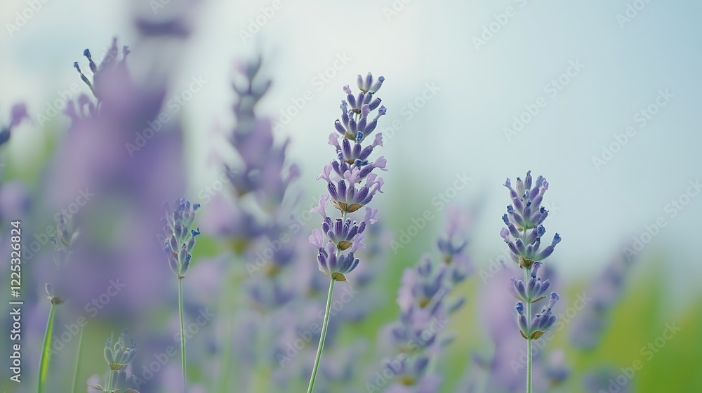 Lavender flowers blooming in a field of purple Lavender flowers blooming in a field of purple