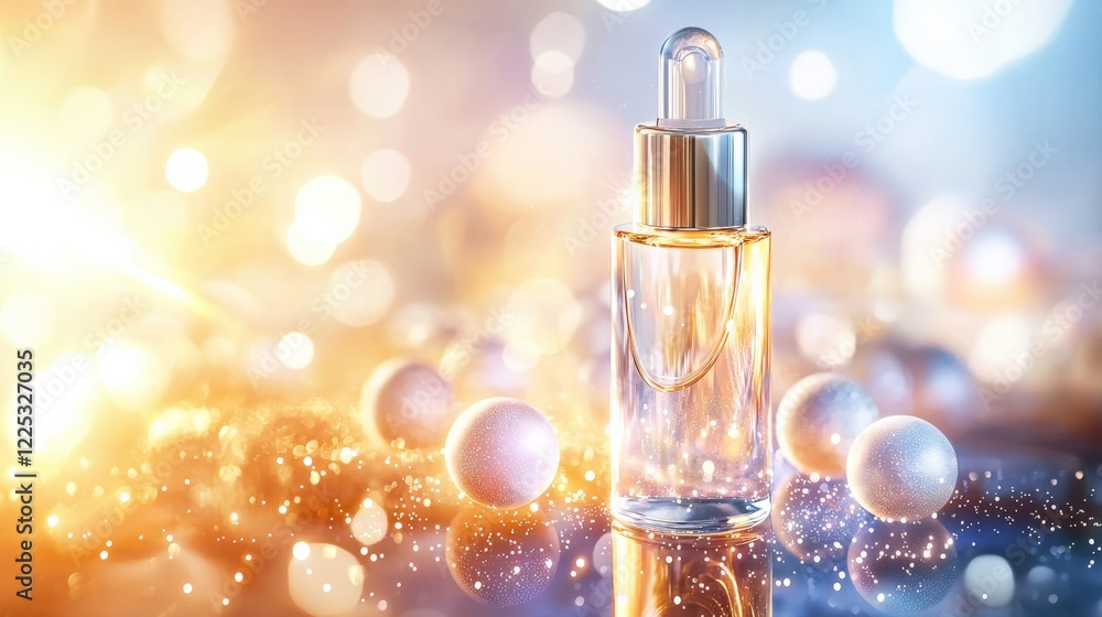A luminous skincare bottle with glowing orbs of light swirling around it, creating an aura of purity and elegance, evoking a sense of luxury and rejuvenation. A luminous skincare bottle with glowing orbs of light swirling around it, creating an aura of purity and elegance, evoking a sense of luxury and rejuvenation.