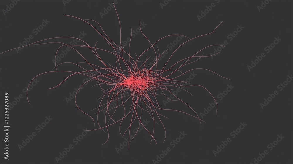A visually striking abstract representation of swirling lines converging in a bright red center against a dark background. A visually striking abstract representation of swirling lines converging in a bright red center against a dark background.