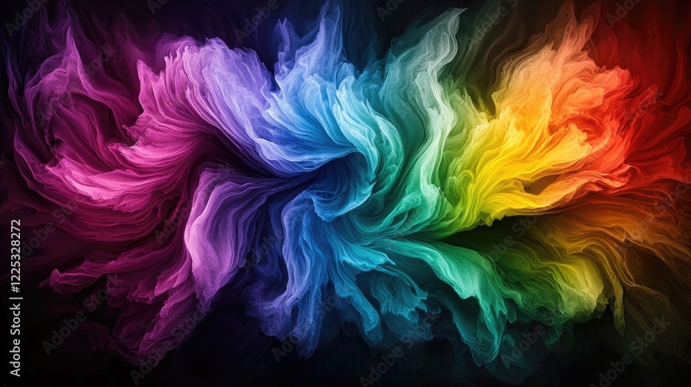 Abstract rainbow swirls, vibrant colors, dynamic movement, dark background, ideal for design Abstract rainbow swirls, vibrant colors, dynamic movement, dark background, ideal for design