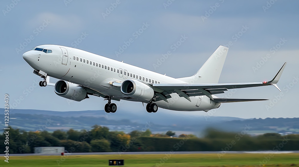 White unbranded passenger aircraft taking off White unbranded passenger aircraft taking off