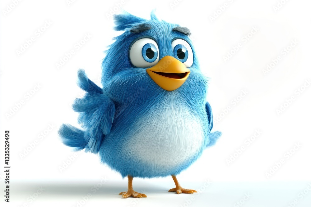 Fototapeta premium Playful Blue Cartoon Bird Character