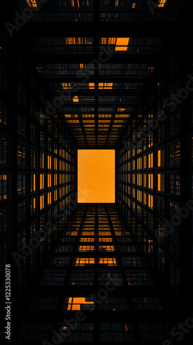 Obraz na płótnie Abstract Building Illustration, Golden Sunset w salonie
