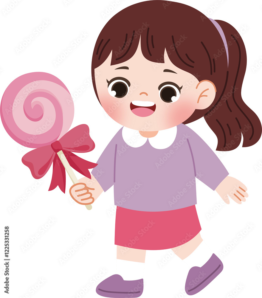 Fototapeta premium cute kid holding lollipop