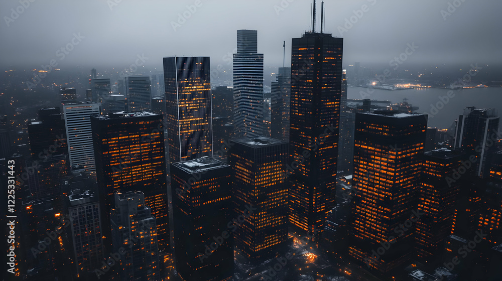 Obraz premium Night Cityscape Illustration