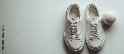 Wallpaper Mural Minimalist White Sneakers and Decorative Sphere on White Background Torontodigital.ca