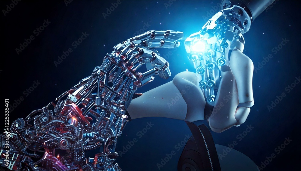 robotic arm assembling a surreal mechanical sculpture.- robotic arm assembling a surreal mechanical sculpture.-