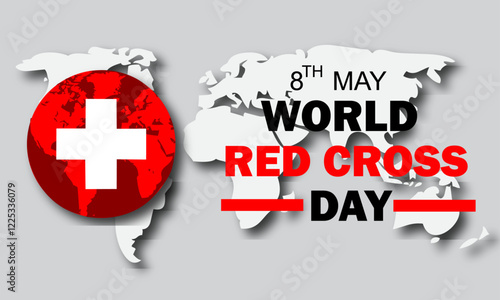 World red cross day concept vector illustration, 8th may red cross health concept with vector elements. Paper Art and Paper Cut Out Concept.
