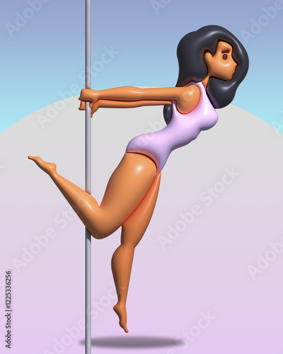 Frau an der Stange beim Tanz.