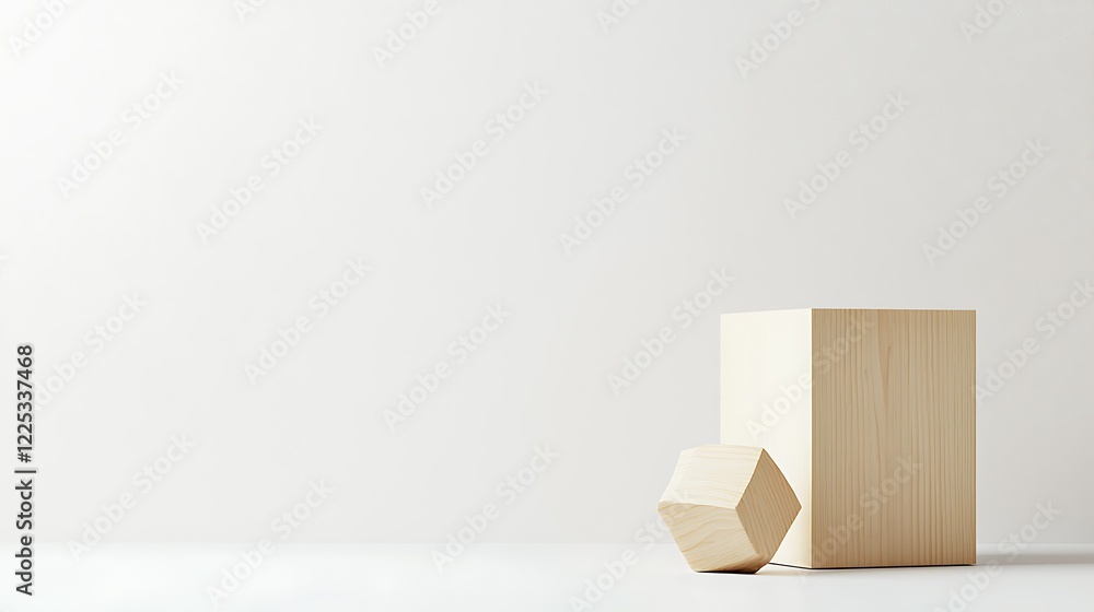 Minimalist Wooden Geometric Shapes on White Background Minimalist Wooden Geometric Shapes on White Background