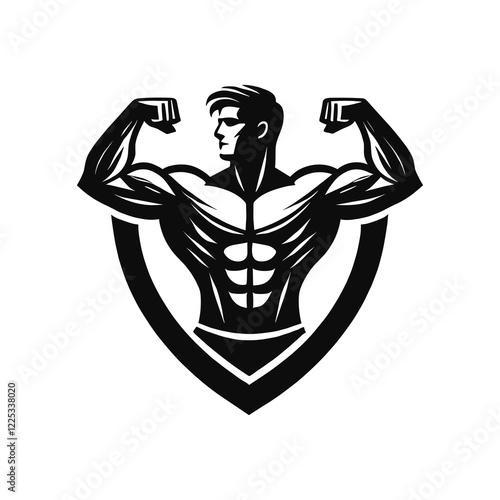 bodybuilder man, Bodybuilding, or gym logo vector featuring an athletic fitness person.