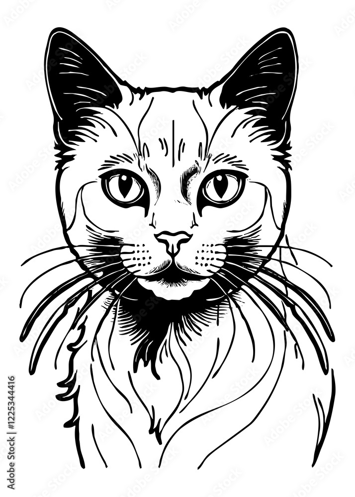 Fototapeta premium Cat . Animal black and white illustration . Logo design, for use in graphics.