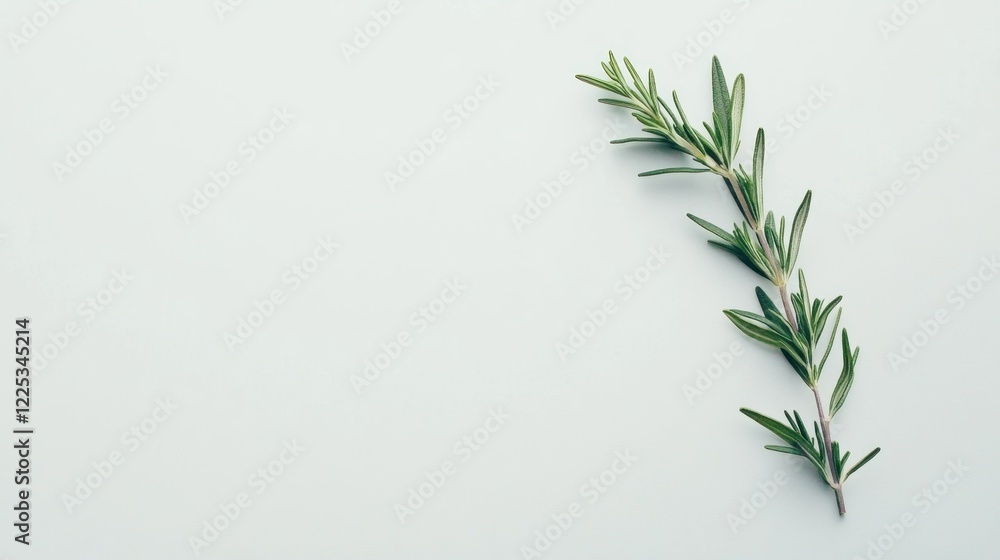 Fresh rosemary sprig on grey background, cooking herb Fresh rosemary sprig on grey background, cooking herb