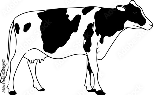 Black and white linear cow icon
