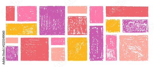 Frame box shape with brush crayon texture. Square shape for text. Pink color vector background. Paint border, cute hand drawn paper design. Doodle rectangle pastel chalk elements. Brush frame box bg