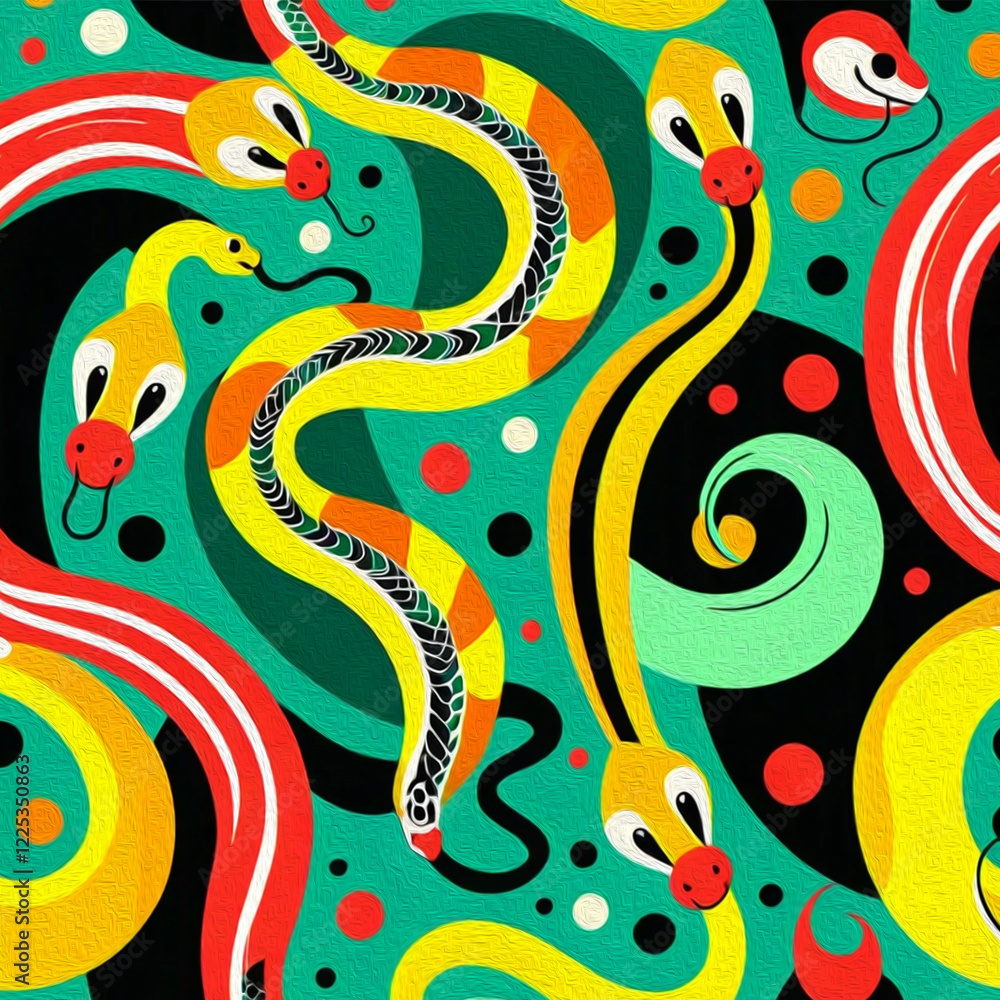 Obraz premium Snake . Pattern with oil paint for printing on wall decorations, wallpapers, covers