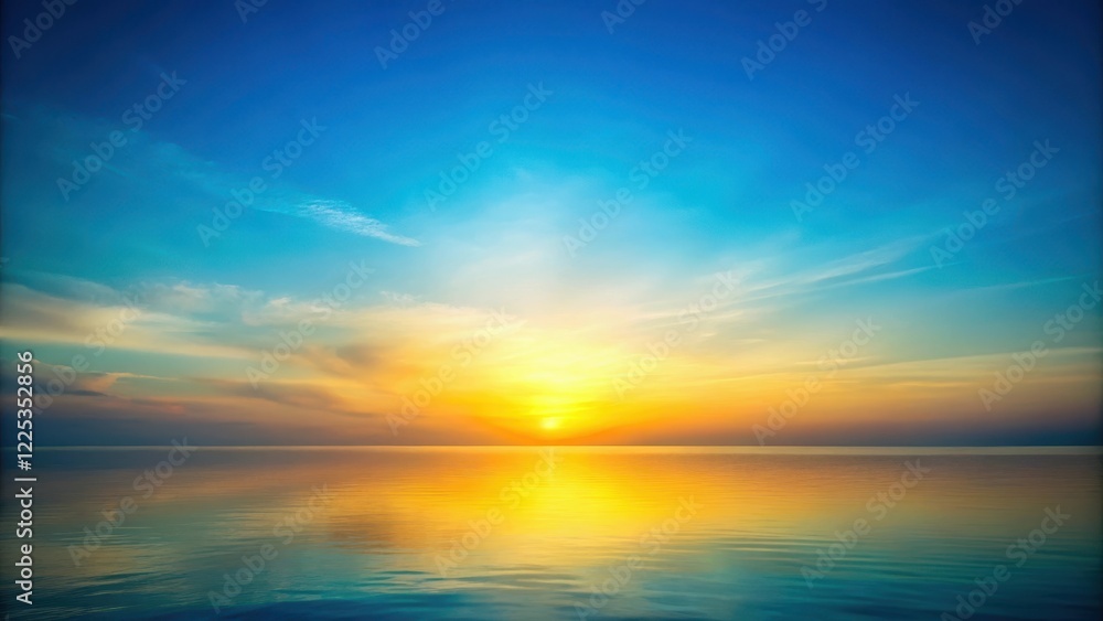 Naklejka premium Soft yellow sunset with gradient background fading into blue hues of dusk, dusk, evening atmosphere