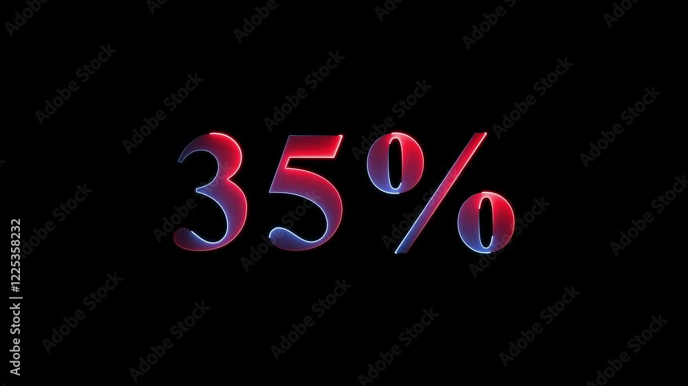Abstract 35% percent text neon animation.Glowing neon number 35 Percent Discount neon animation. 4k animation Abstract 35% percent text neon animation.Glowing neon number 35 Percent Discount neon animation. 4k animation