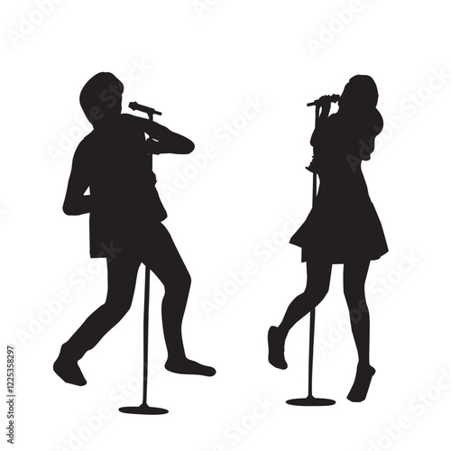 singers flat silhouettes live performance expression