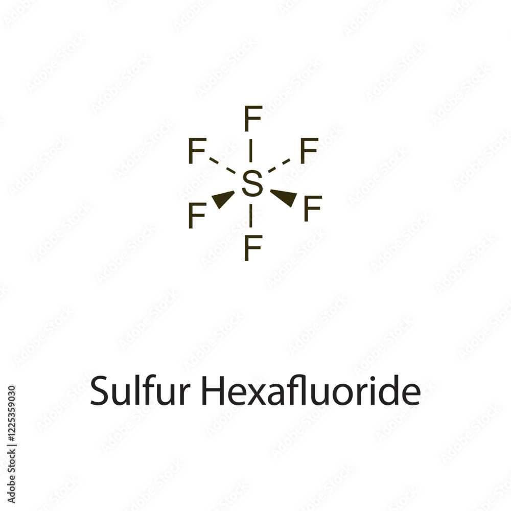 Sulfur Hexafluoride flat skeletal molecular structure Contrast media treatment. Vector illustration scientific diagram. Sulfur Hexafluoride flat skeletal molecular structure Contrast media treatment. Vector illustration scientific diagram.