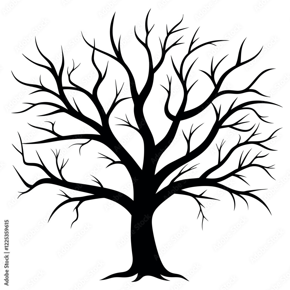 Obraz premium Bare tree branches vector illustration. 