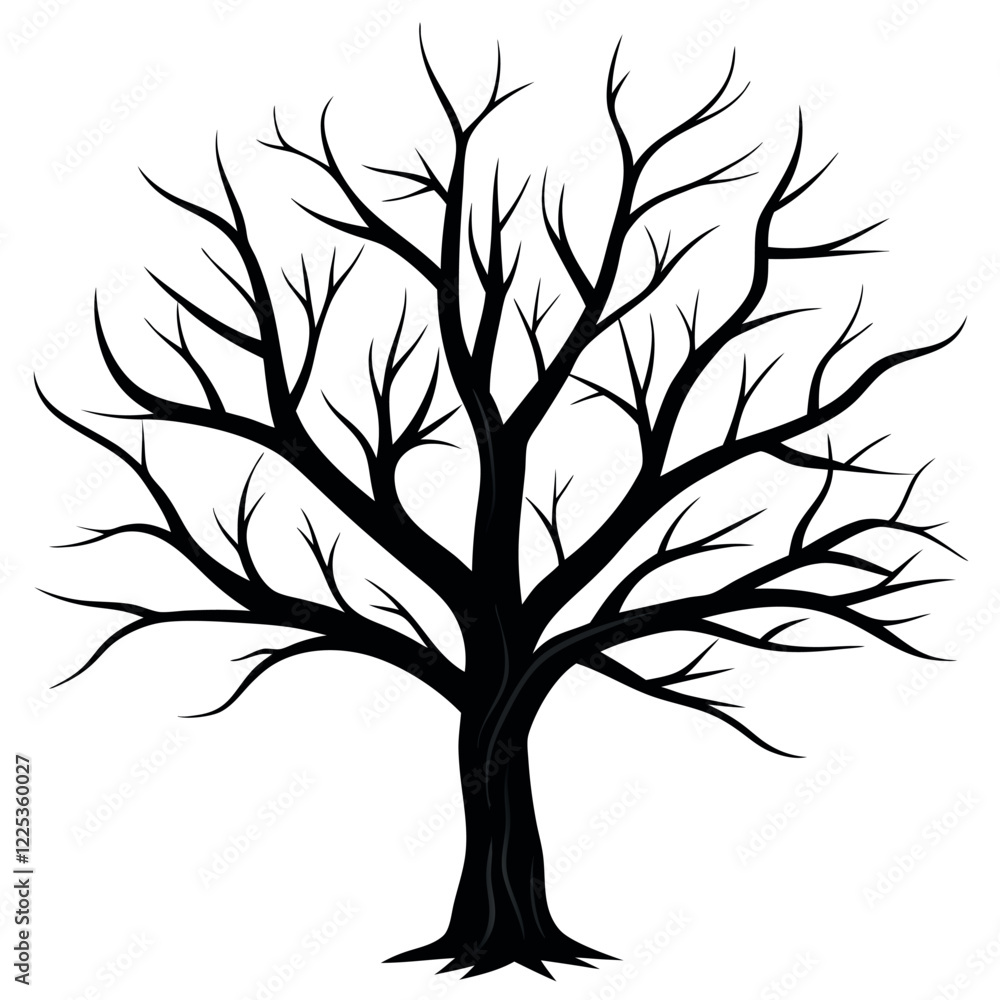 Obraz premium Bare tree branches vector illustration. 