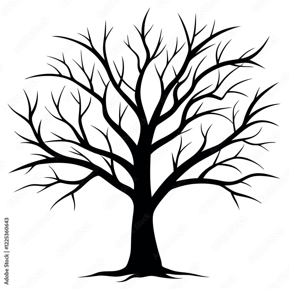 Obraz premium Bare tree branches vector illustration. 