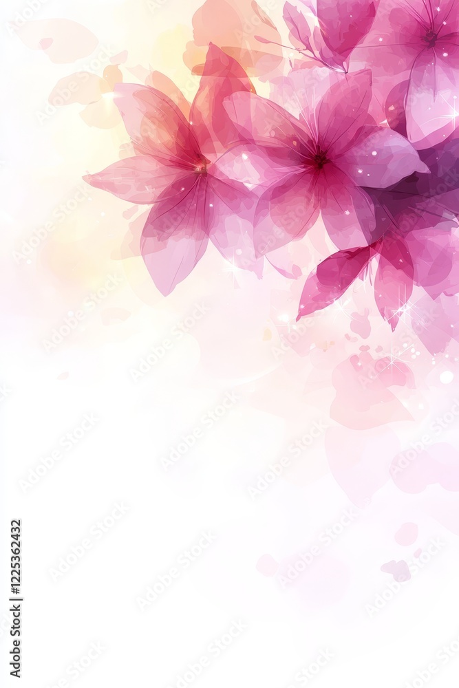 Fototapeta premium Abstract Watercolor Background, Pink, Purple, Soft Floral Design, Bokeh Effect, Text, Banner