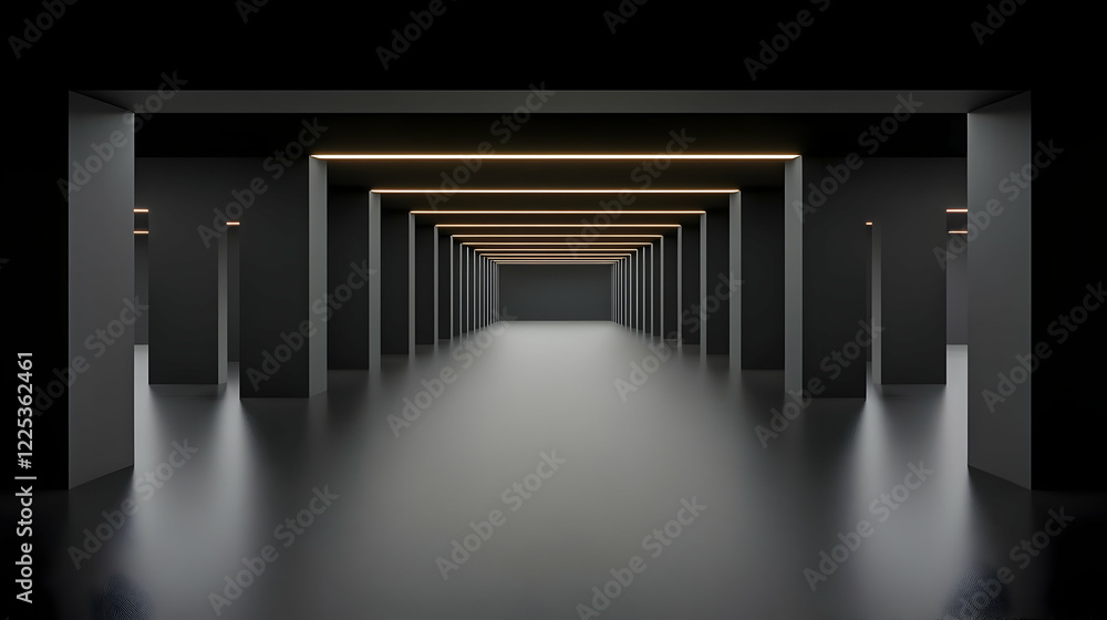 Fototapeta premium Dark Corridor 3D Render