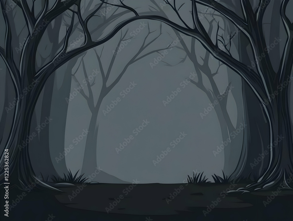 Obraz premium Dark Forest Illustration Background
