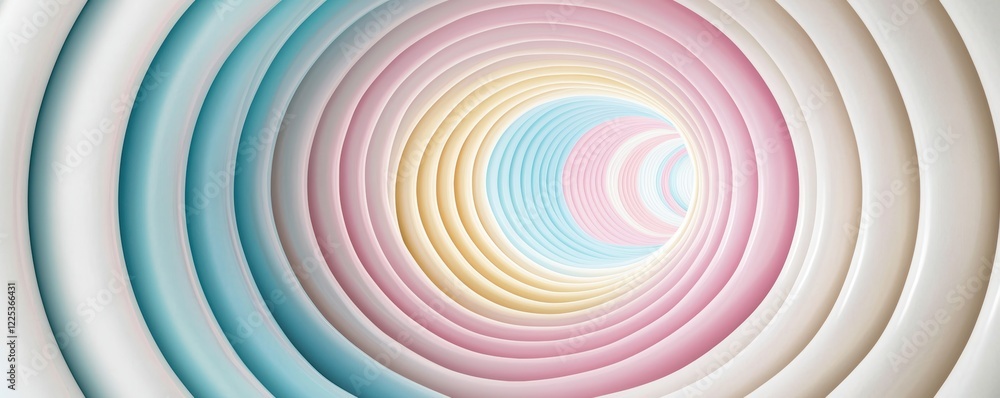 Fototapeta premium A mesmerizing spiral of pastel colors creates a soothing tunnel effect, inviting viewers into a tranquil, dreamlike space.