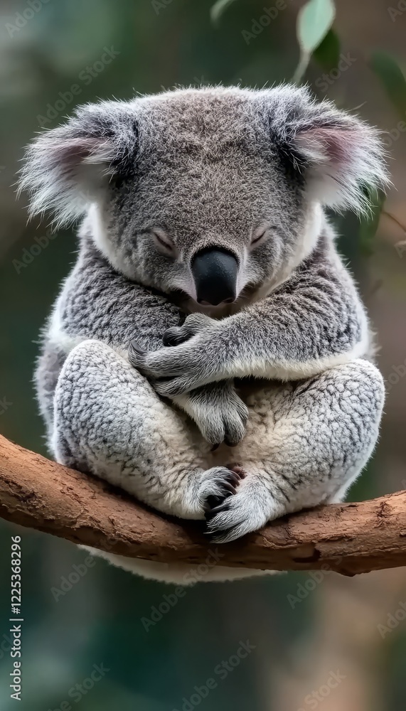Obraz premium Sleeping Beauty of the Eucalyptus An Adorable Koala Takes a Peaceful Nap, Wildlife Portrait