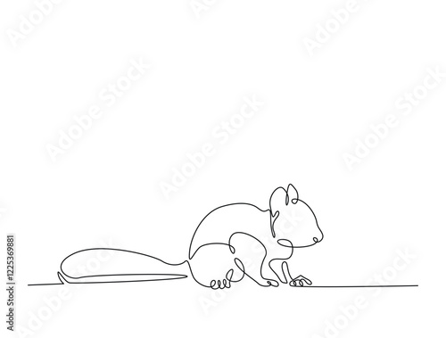 Continuous line art drawing of squirrel - animal concept. Squirrel in single line art drawing vector illustration. Editable stroke.