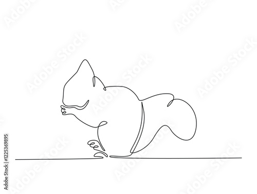 Continuous line art drawing of squirrel - animal concept. Squirrel in single line art drawing vector illustration. Editable stroke.