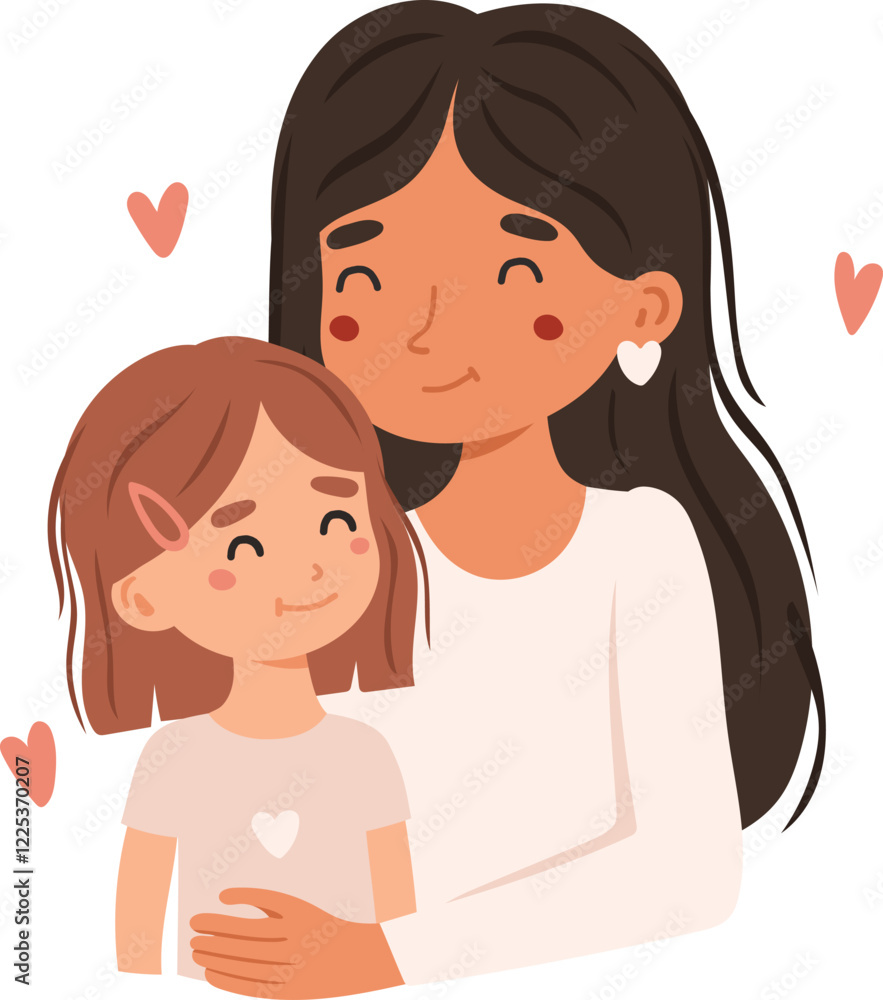 Mom and child portrait, Mother's day vector, mom love, mother day card Mom and child portrait, Mother's day vector, mom love, mother day card