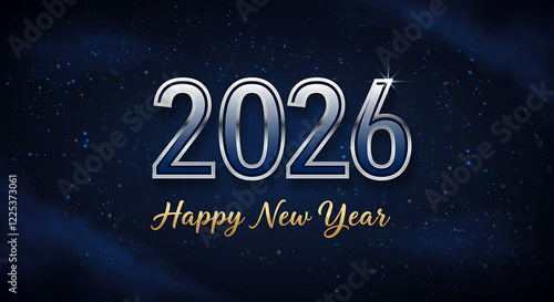 Happy New Year 2026: Elegant Space-Themed Design photo