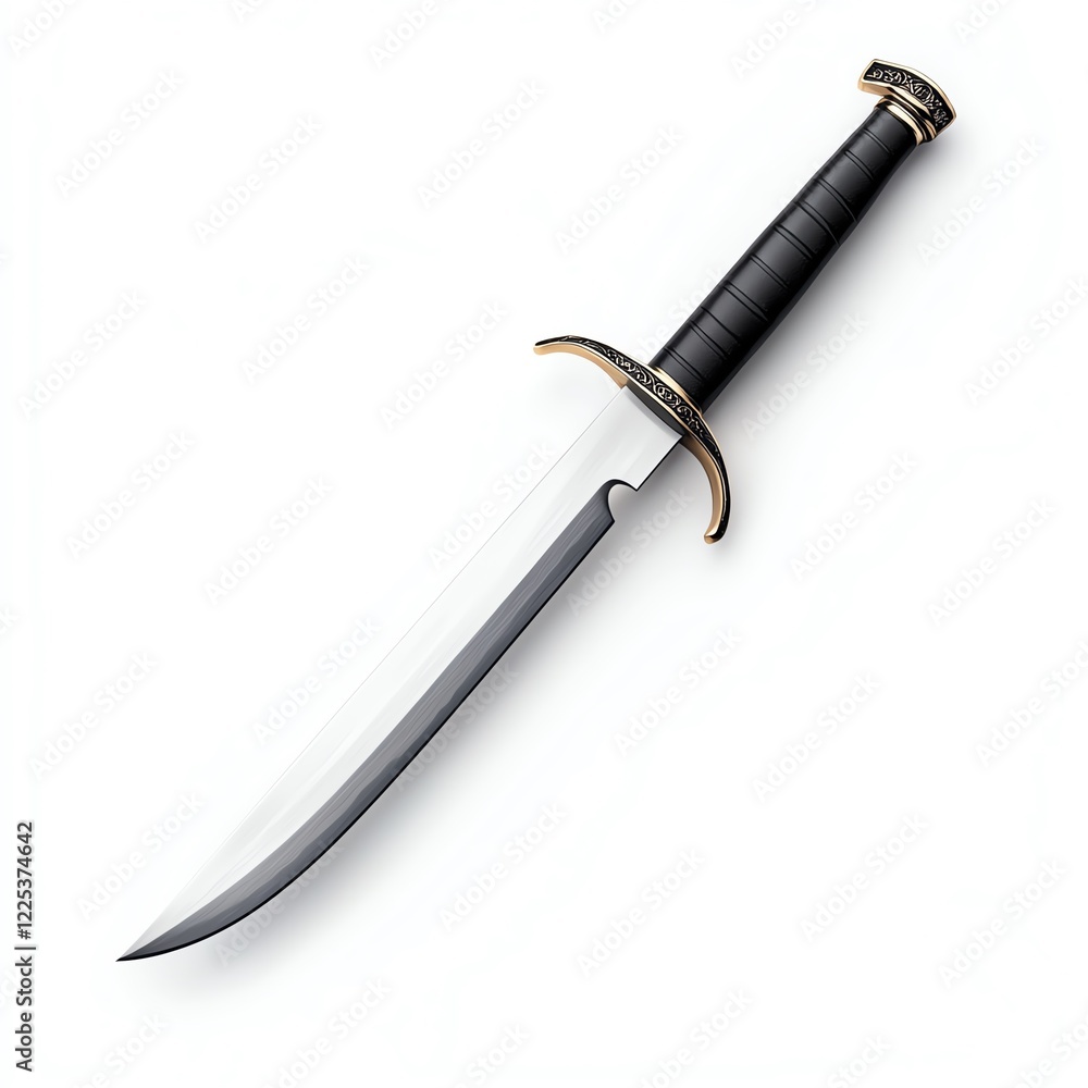 A sleek, modern knife with a polished blade and a black handle, isolated on a white background. Ideal for culinary themes, design projects, or weapon illustrations. A sleek, modern knife with a polished blade and a black handle, isolated on a white background. Ideal for culinary themes, design projects, or weapon illustrations.