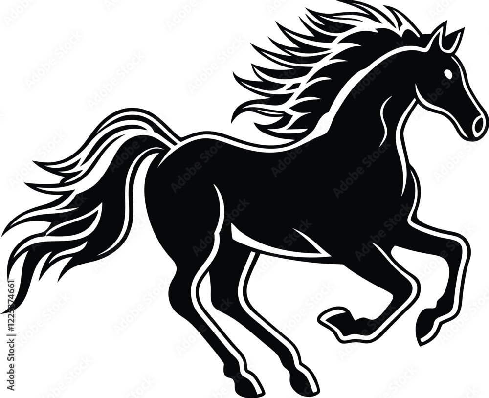 Obraz premium Running Black Horse Silhouette