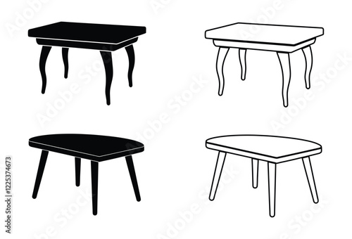 Set of tables icon flat style design. Table icon silhouette. vector illustration