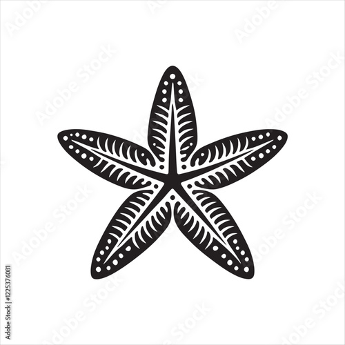 Black Color Starfish silhouette design Vector Illustration, Solid White Background (1).eps