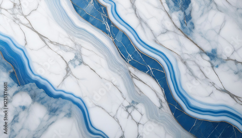 Wallpaper Mural "White and blue marble texture with natural veining, ideal for decorative tiles, backgrounds, and interior designs." Torontodigital.ca