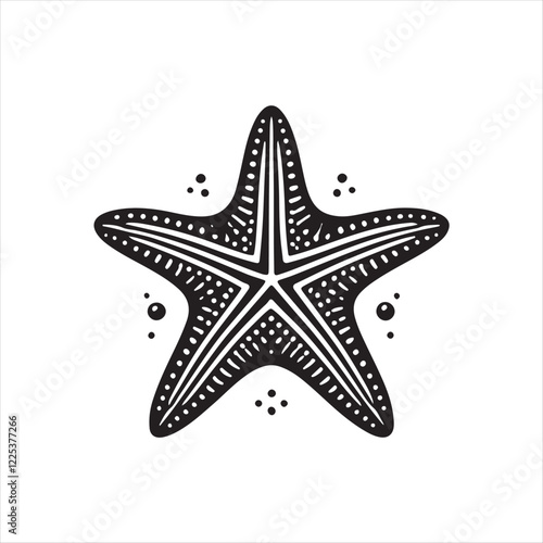 Black Color Starfish silhouette design Vector Illustration, Solid White Background (8).eps